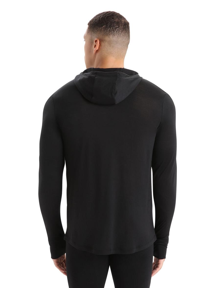 Black Men's Icebreaker Cool-Lite™ Merino Hoodie Long Sleeve | USA 1228PJJQ